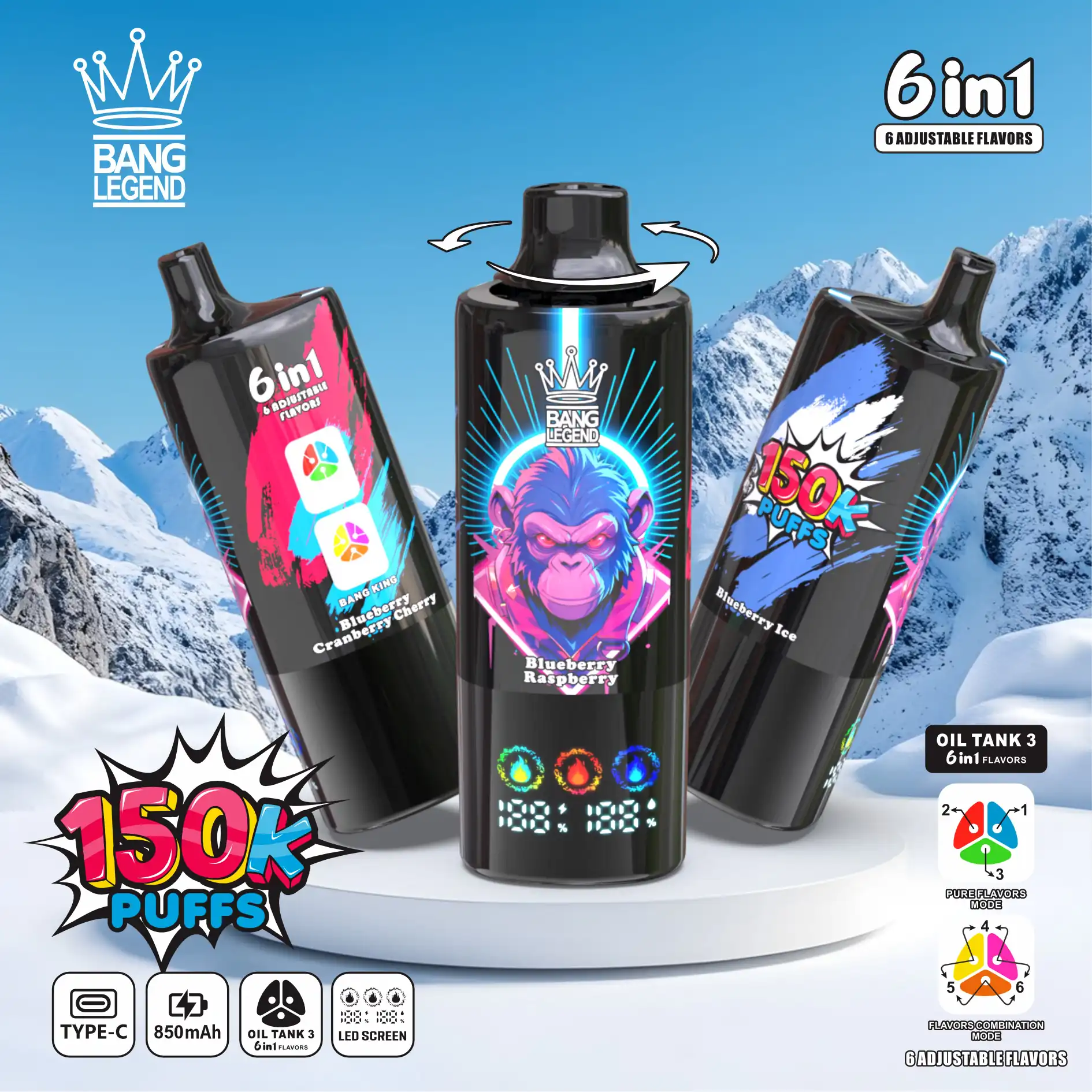 BANGKING いとをかしい Bang Legend 150k Vape – 6 In 1 フレーバー 150,000 パフ - Kingapevape
